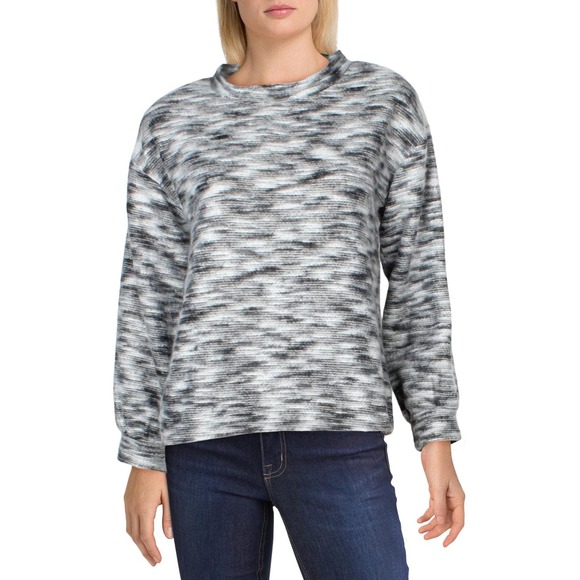 Vince Camuto Sweaters - Two by Vince Camuto Gray and Black Marled Knit Sweater Plus Size 2x